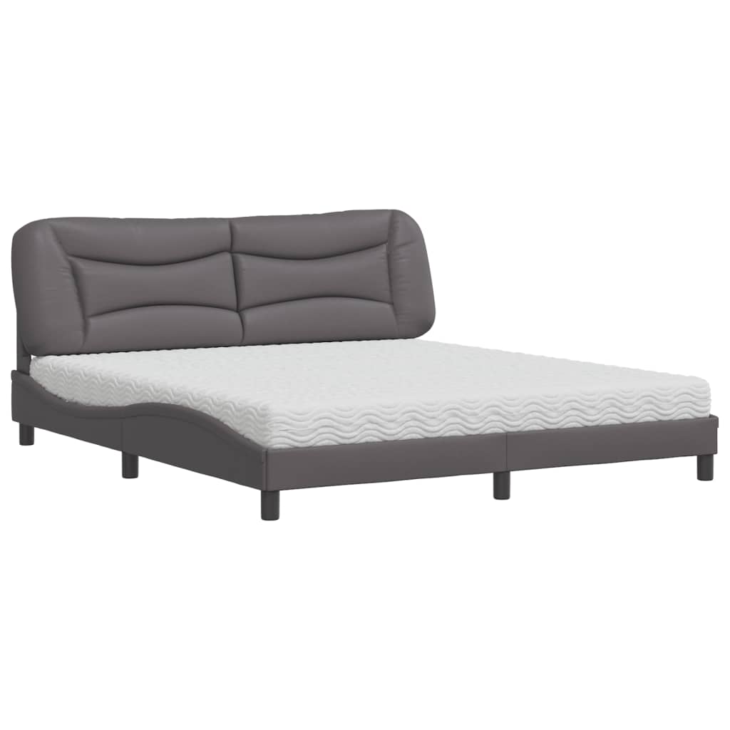 Letto con Materasso Grigio 180x200 cm in Similpelle 3208741