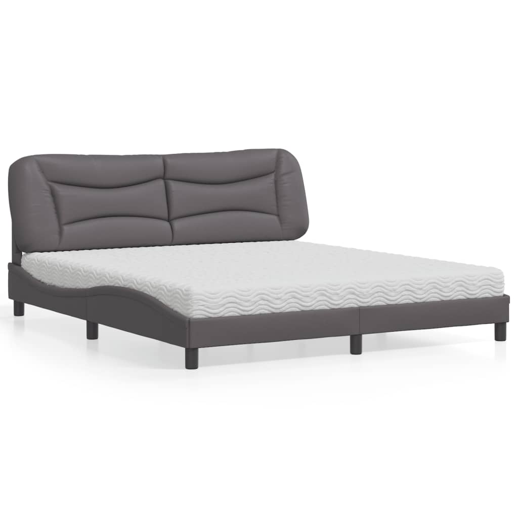 Letto con Materasso Grigio 180x200 cm in Similpelle 3208741