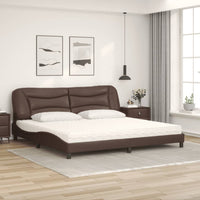 Letto con Materasso Marrone 200x200cm in Similpelle 3208747