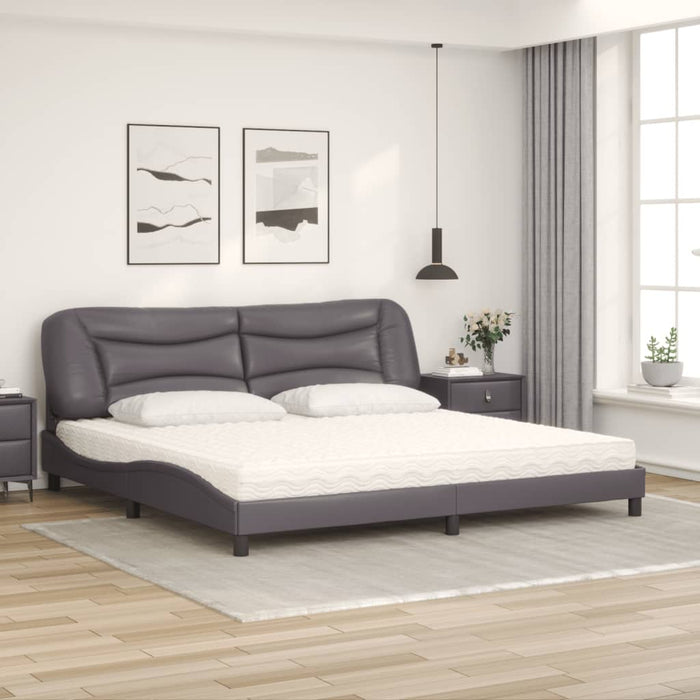 Letto con Materasso Grigio 200x200 cm in Similpelle 3208748