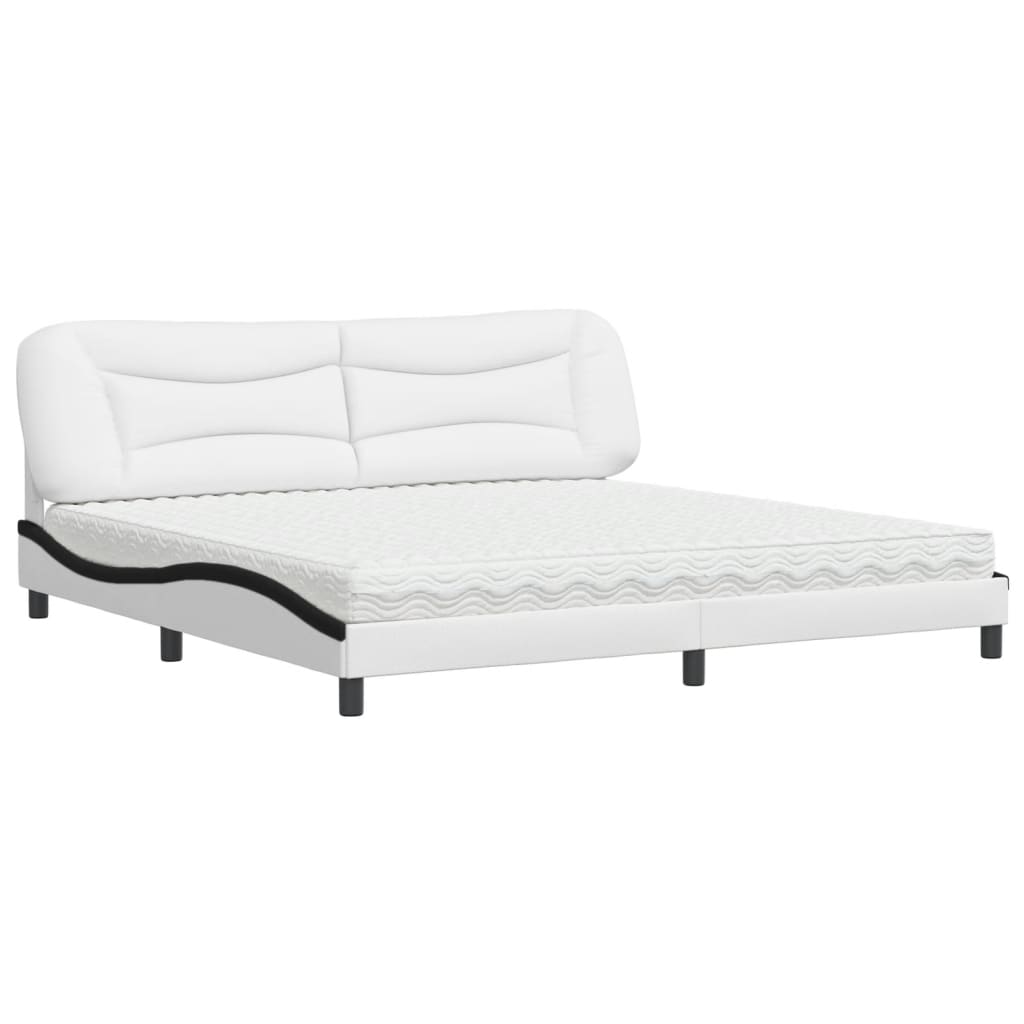 Letto con Materasso Bianco e Nero 200x200cm in Similpelle 3208751