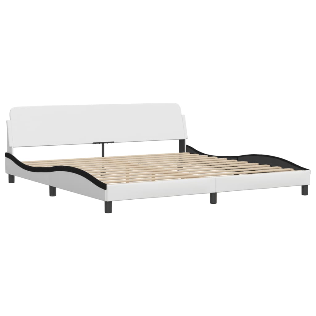 Letto con Materasso Bianco e Nero 200x200cm in Similpelle 3208751