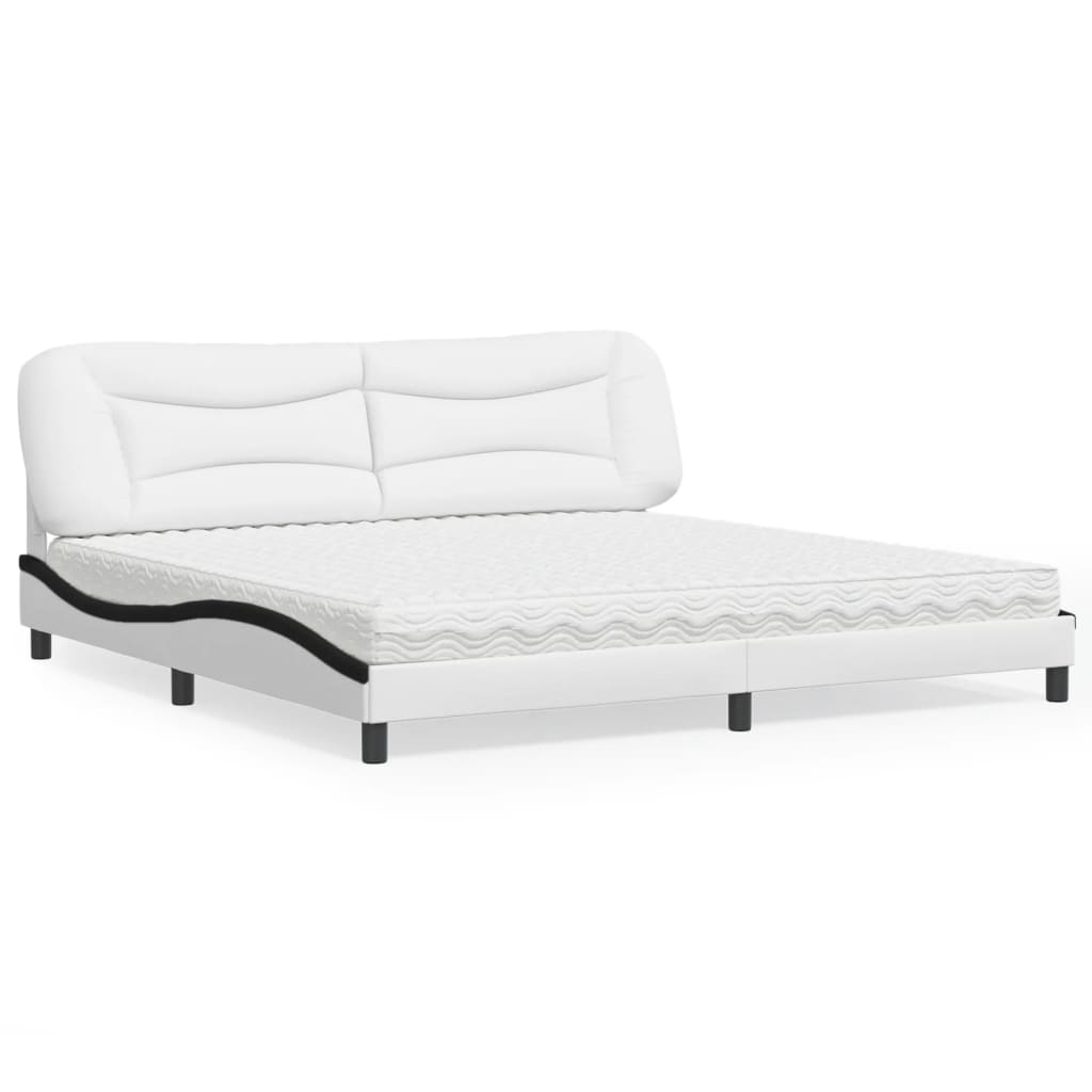 Letto con Materasso Bianco e Nero 200x200cm in Similpelle 3208751