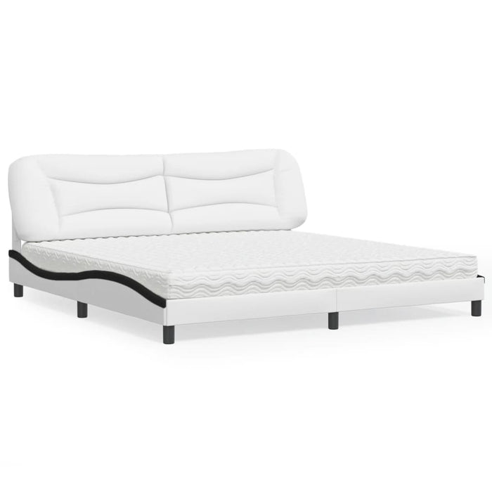 Letto con Materasso Bianco e Nero 200x200cm in Similpelle 3208751