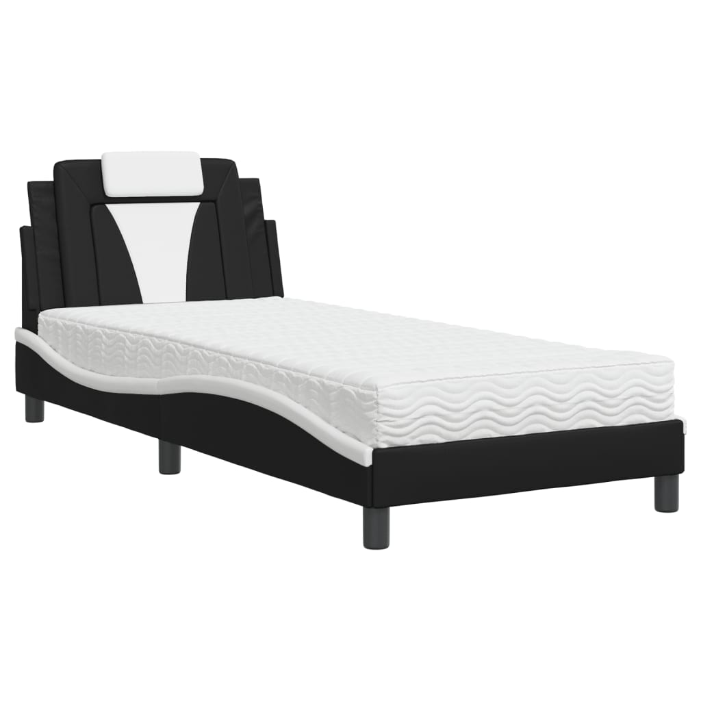 Letto con Materasso Nero e Bianco 80x200 cm in Similpellecod mxl 91667