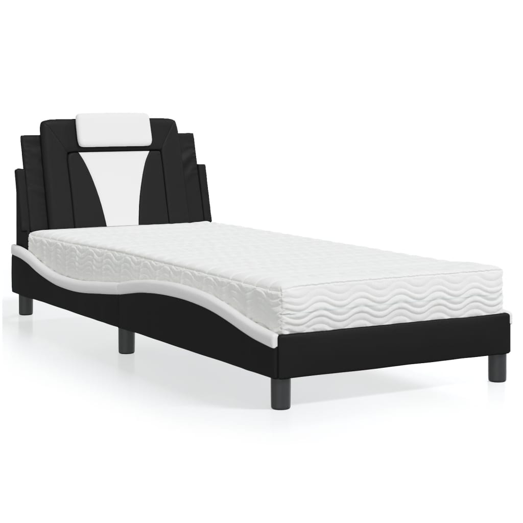 Letto con Materasso Nero e Bianco 80x200 cm in Similpellecod mxl 91667