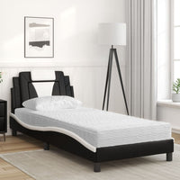 Letto con Materasso Nero e Bianco 90x190 cm in Similpellecod mxl 115667