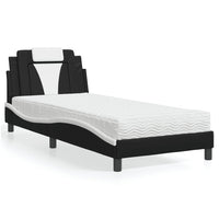 Letto con Materasso Nero e Bianco 90x190 cm in Similpellecod mxl 115667