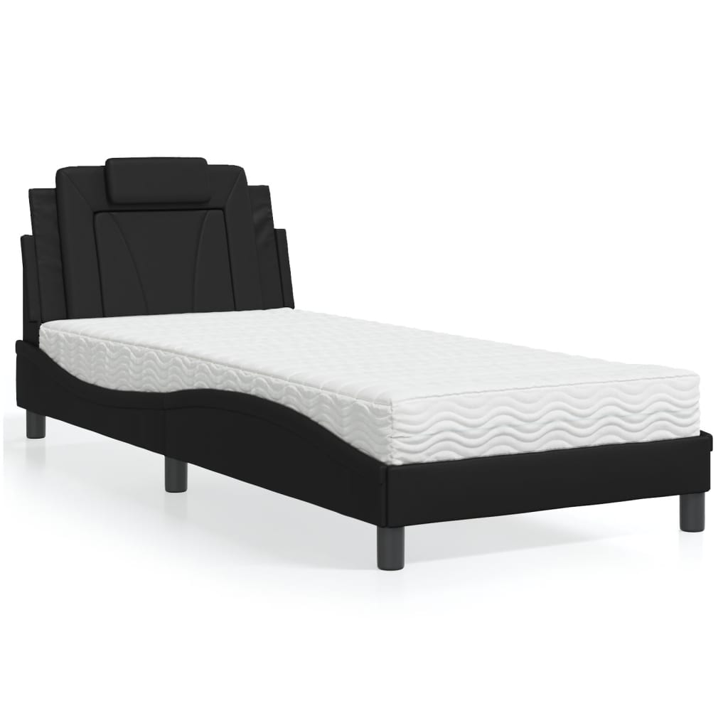 Letto con Materasso Nero 90x200 cm in Similpelle 3208768