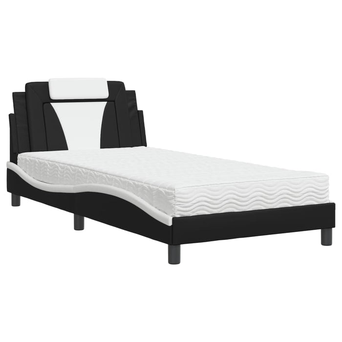 Letto con Materasso Nero e Bianco 100x200 cm in Similpelle 3208780