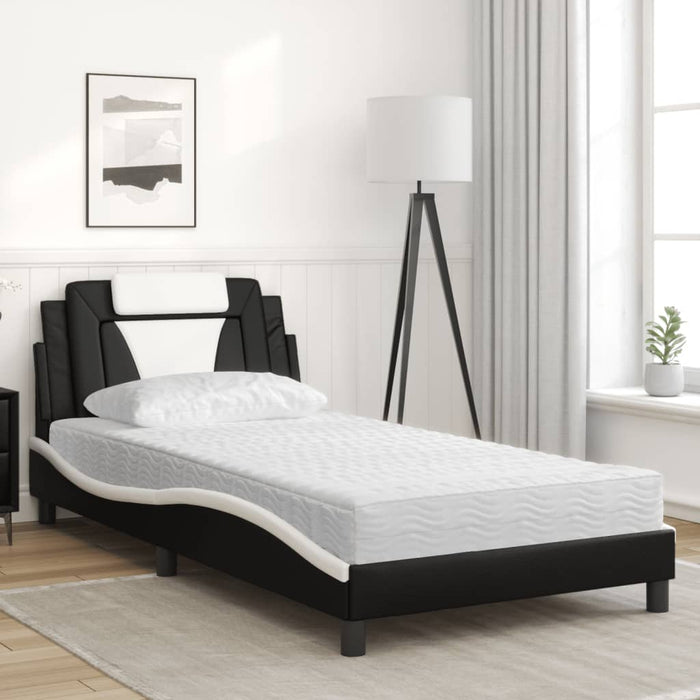 Letto con Materasso Nero e Bianco 100x200 cm in Similpelle 3208780