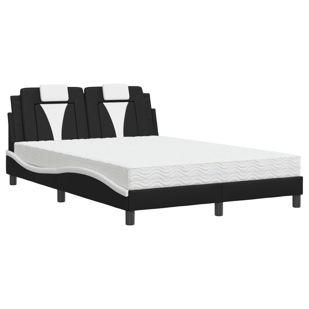 Letto con Materasso Nero e Bianco 120x200 cm in Similpelle 3208787