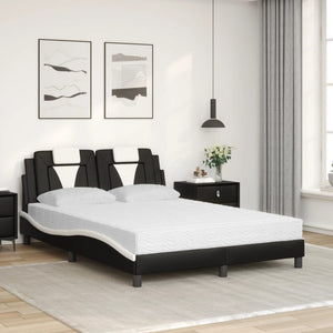 Letto con Materasso Nero e Bianco 120x200 cm in Similpelle 3208787