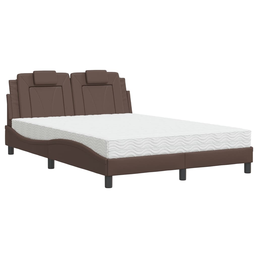 Letto con Materasso Marrone 140x190cm in Similpelle 3208791