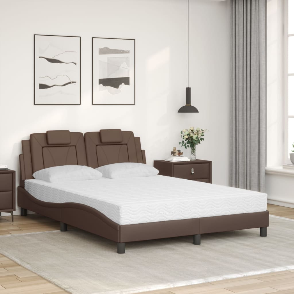 Letto con Materasso Marrone 140x190cm in Similpelle 3208791