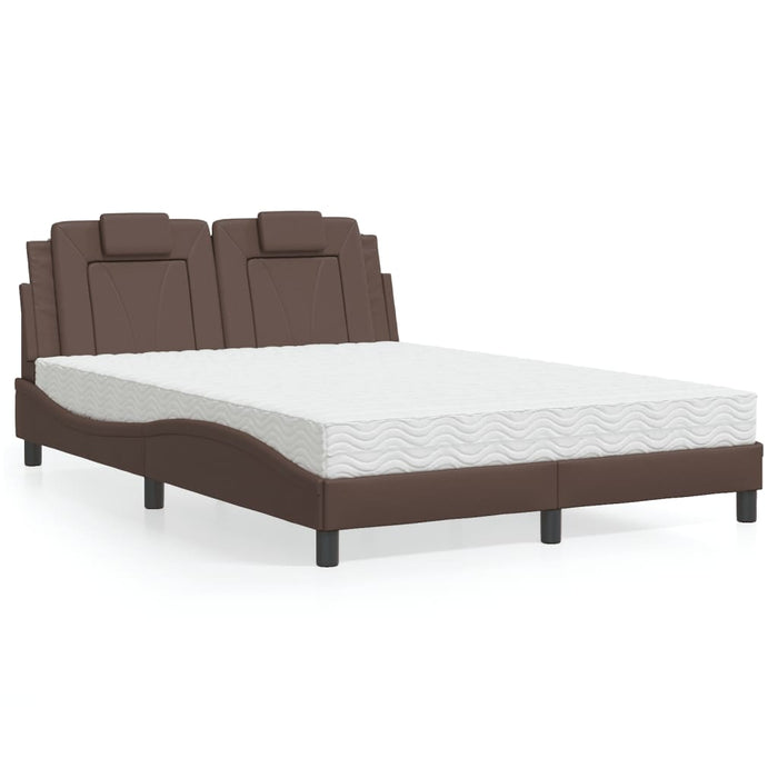 Letto con Materasso Marrone 140x190cm in Similpelle 3208791