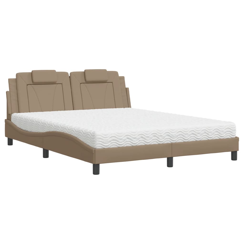 Letto con Materasso Cappuccino 160x200cm Similpelle 3208807