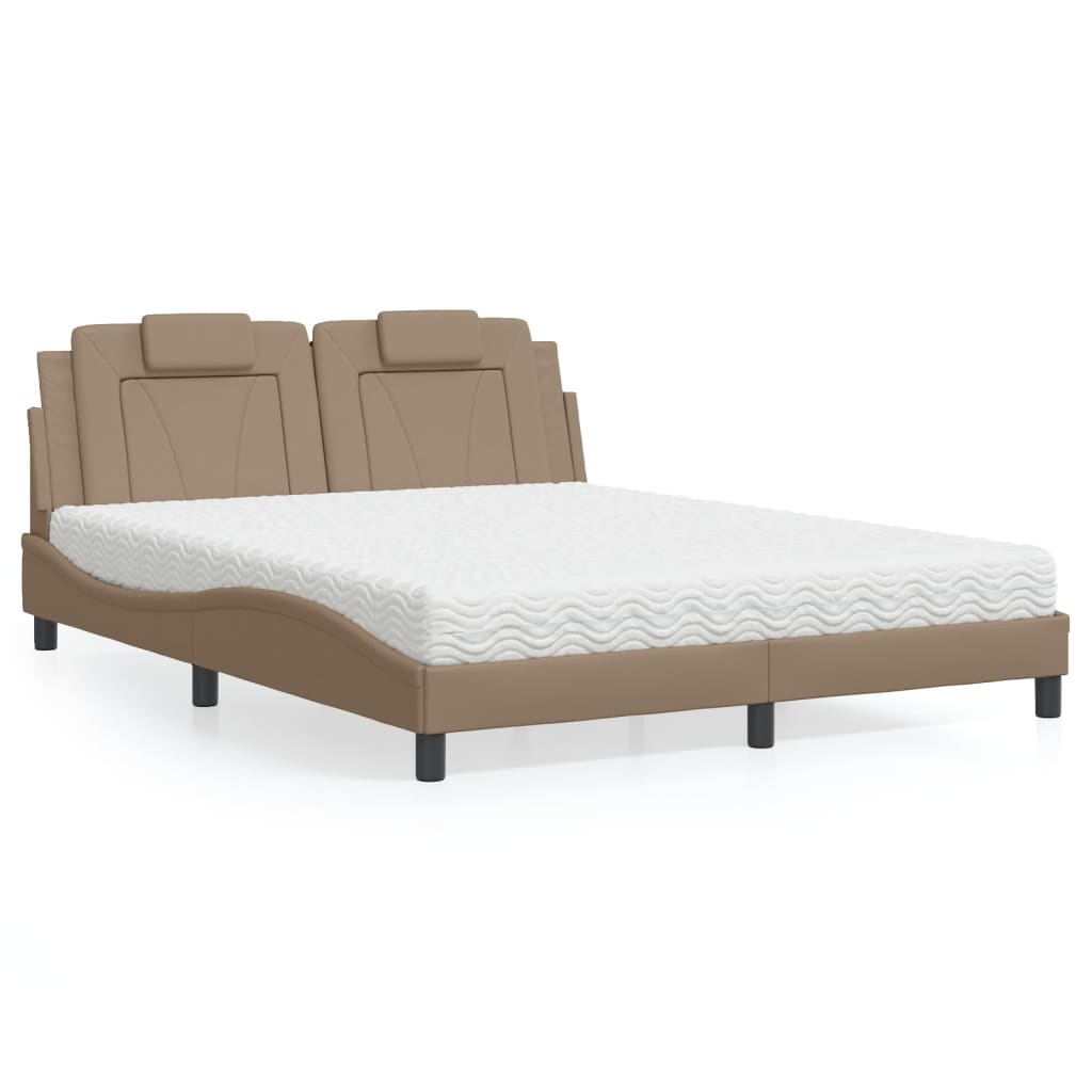 Letto con Materasso Cappuccino 160x200cm Similpelle 3208807