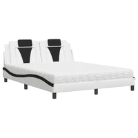 Letto con Materasso Bianco e Nero 160x200cm Similpelle 3208809