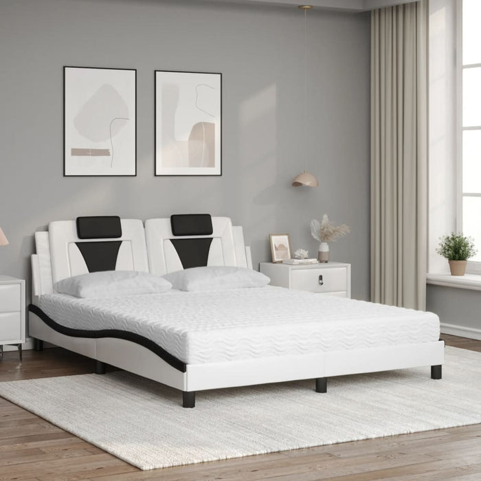 Letto con Materasso Bianco e Nero 160x200cm Similpelle 3208809