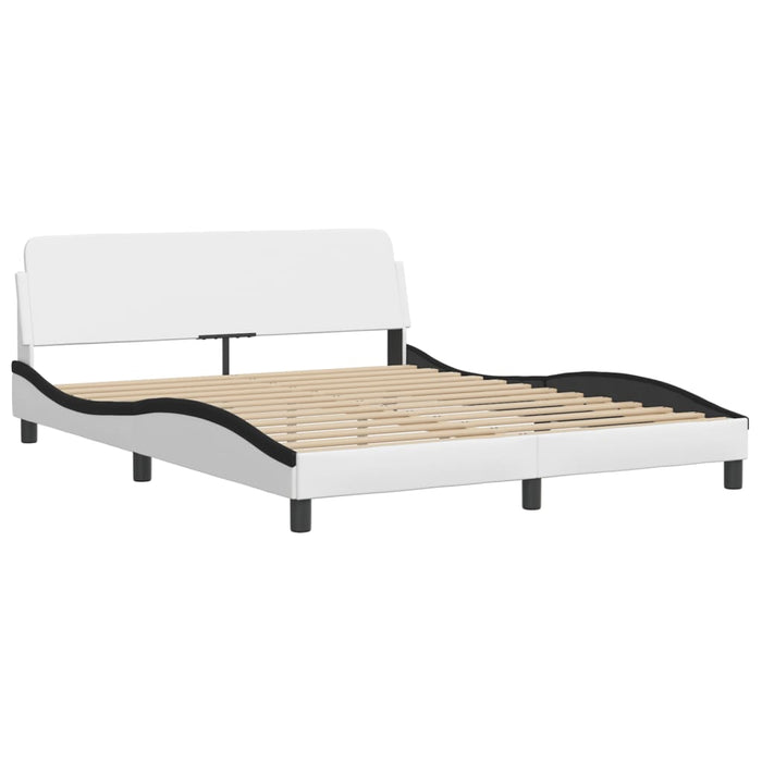 Letto con Materasso Bianco e Nero 160x200cm Similpelle 3208809