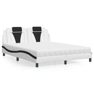 Letto con Materasso Bianco e Nero 160x200cm Similpelle 3208809