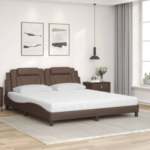 Letto con Materasso Marrone 180x200cm in Similpelle 3208812