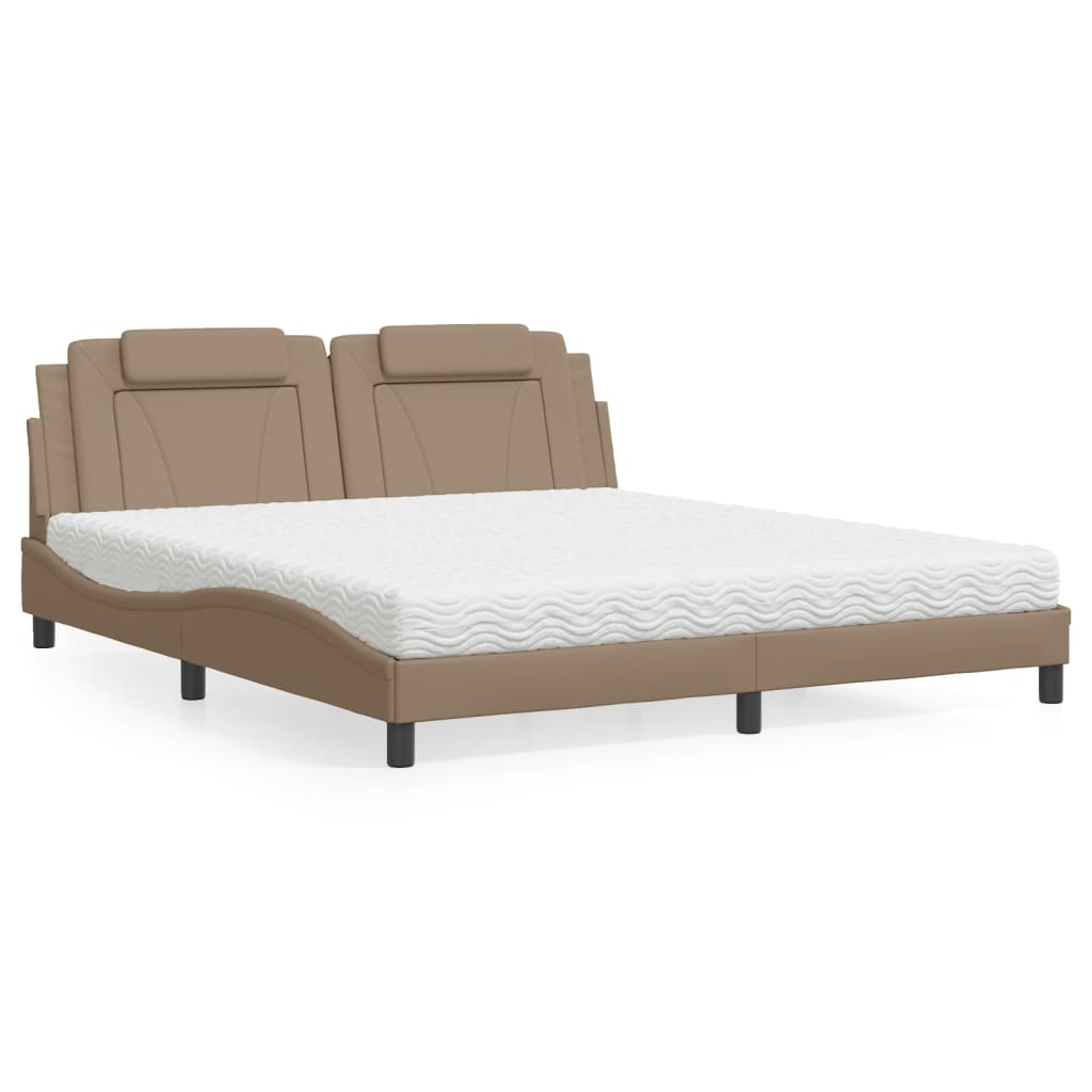 Letto con Materasso Cappuccino 180x200cm Similpelle 3208814