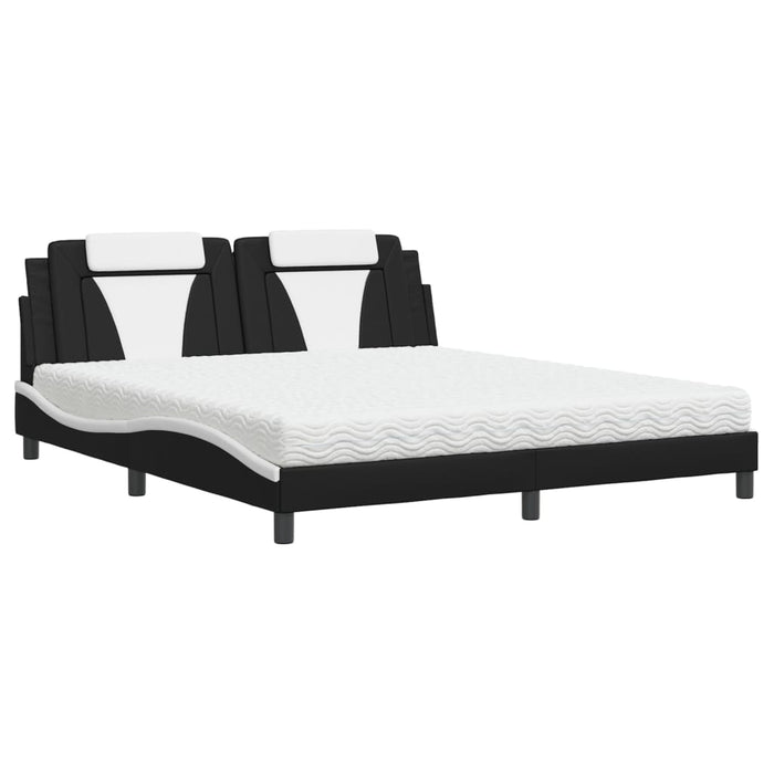 Letto con Materasso Nero e Bianco 180x200 cm in Similpelle 3208815