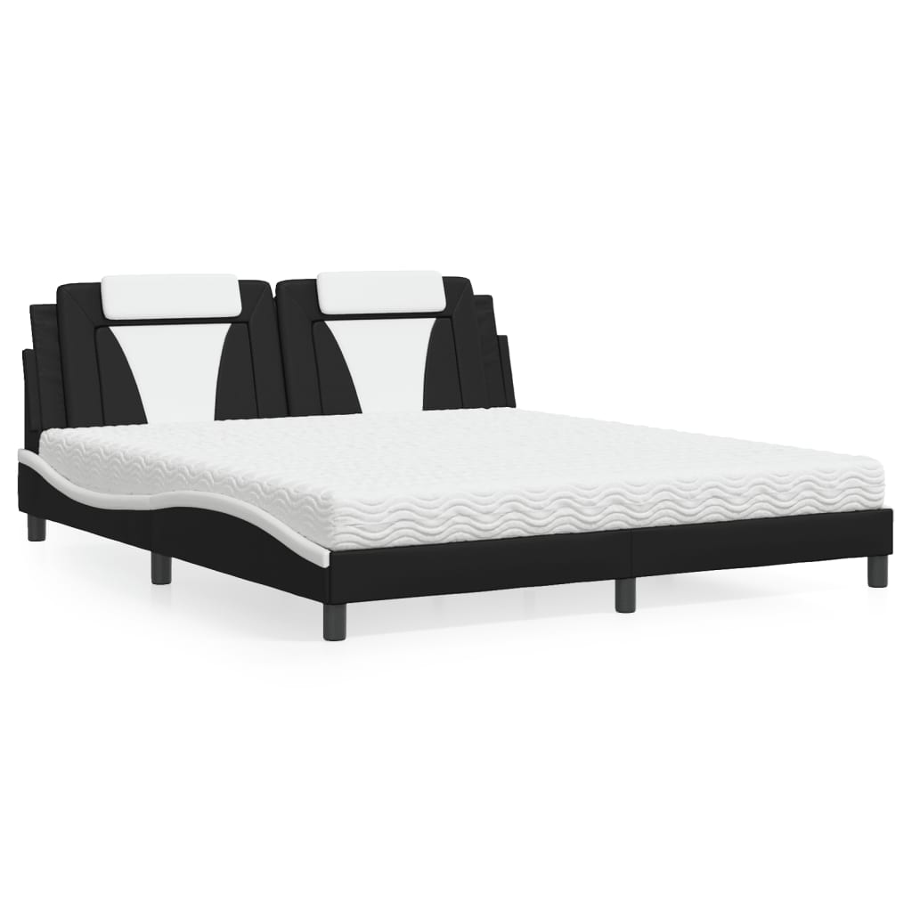 Letto con Materasso Nero e Bianco 180x200 cm in Similpelle 3208815