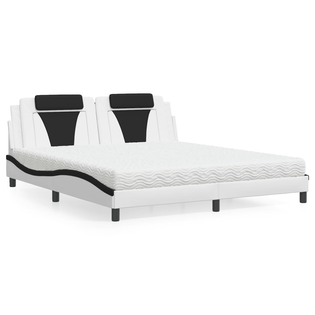 Letto con Materasso Bianco e Nero 180x200cm Similpelle 3208816