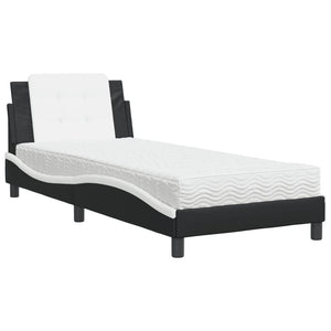 Letto con Materasso Nero e Bianco 90x190 cm in Similpelle 3208836