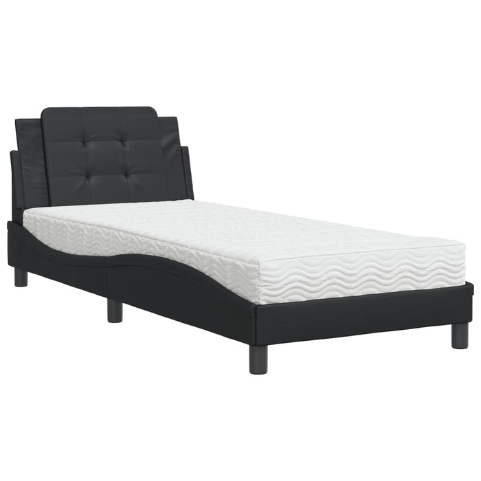 Letto con Materasso Nero 100x200 cm in Similpelle 3208845