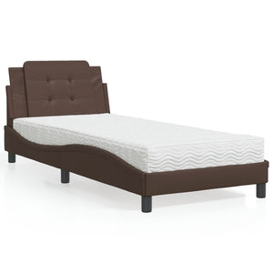 Letto con Materasso Marrone 100x200cm in Similpelle 3208847