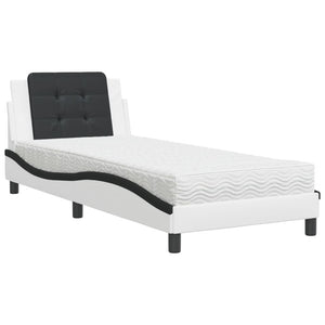 Letto con Materasso Bianco e Nero 100x200 cm in Similpelle 3208851