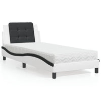 Letto con Materasso Bianco e Nero 100x200 cm in Similpelle 3208851