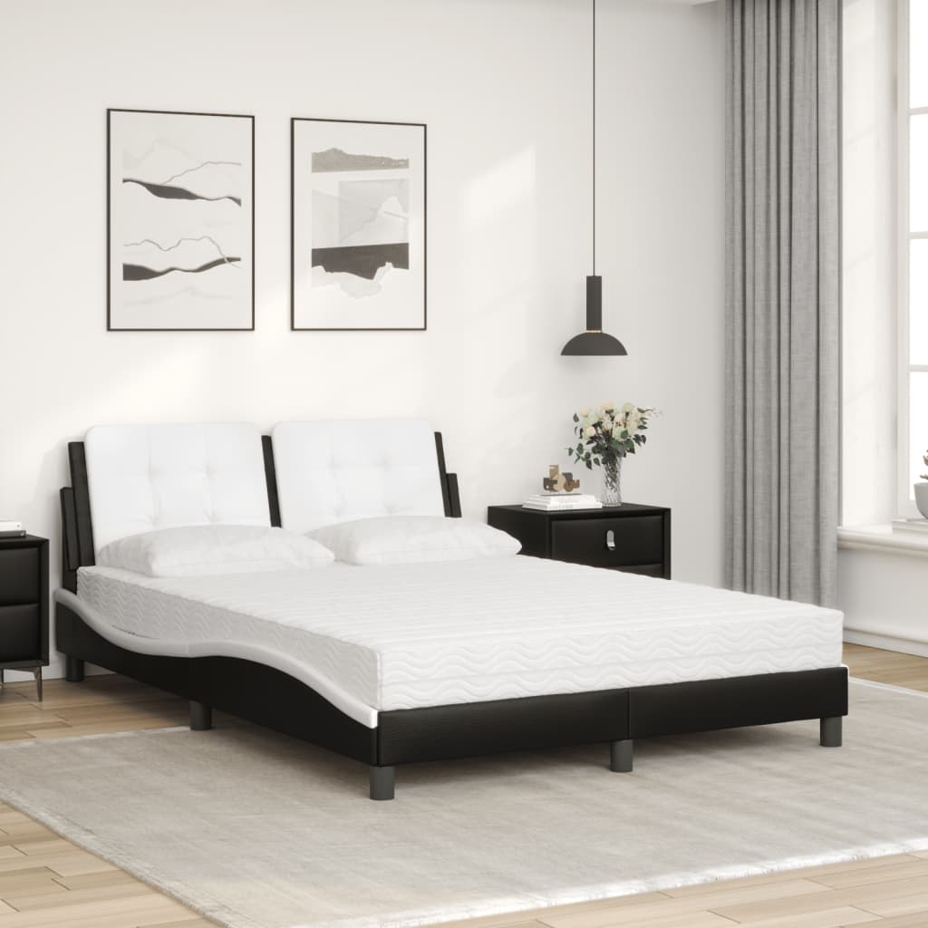 Letto con Materasso Nero e Bianco 120x200 cm in Similpelle 3208857