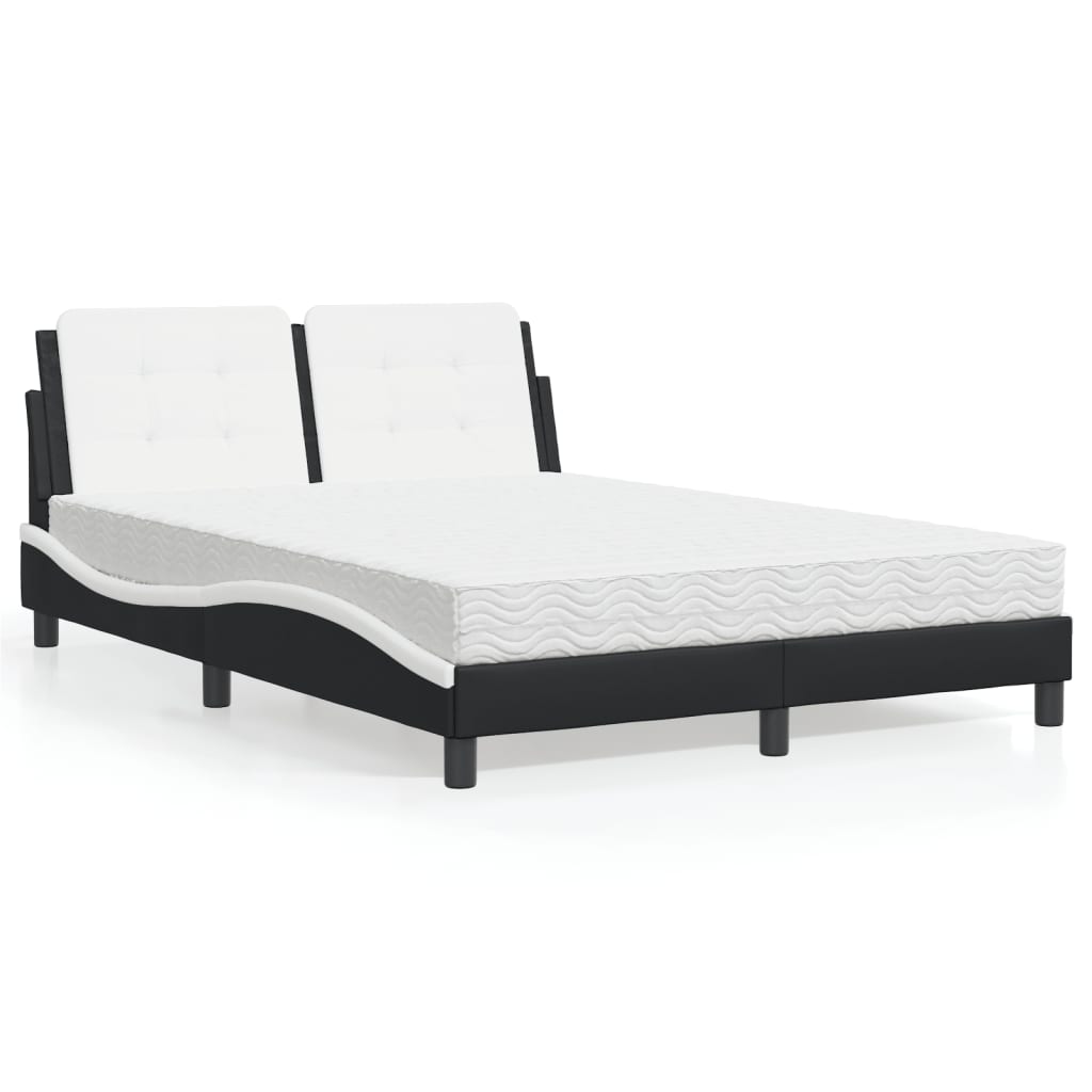 Letto con Materasso Nero e Bianco 120x200 cm in Similpelle 3208857