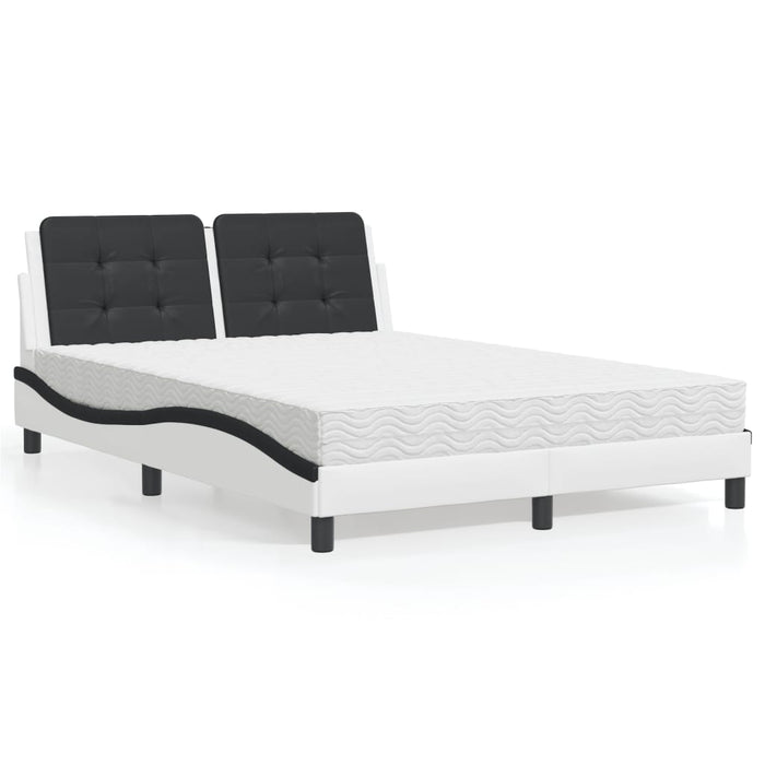 Letto con Materasso Nero e Bianco 120x200 cm in Similpelle 3208858