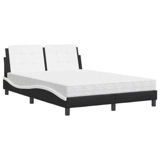 Letto con Materasso Nero e Bianco 140x190 cm in Similpelle 3208864