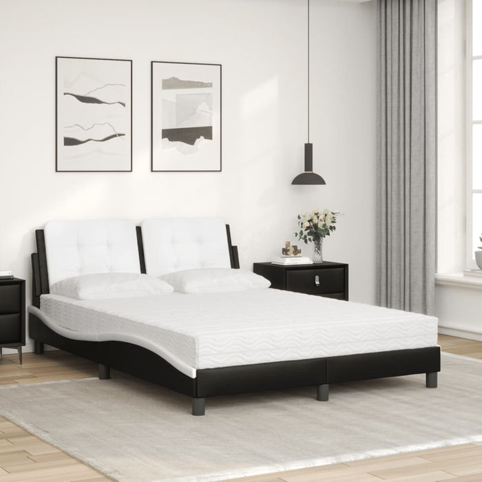 Letto con Materasso Nero e Bianco 140x190 cm in Similpelle 3208864