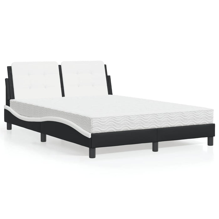 Letto con Materasso Nero e Bianco 140x190 cm in Similpelle 3208864