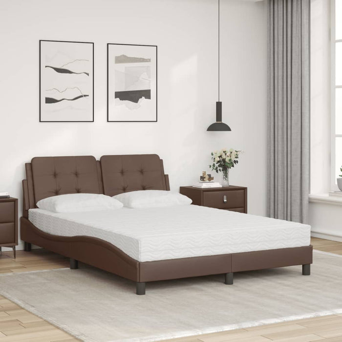 Letto con Materasso Marrone 140x200cm in Similpelle 3208868