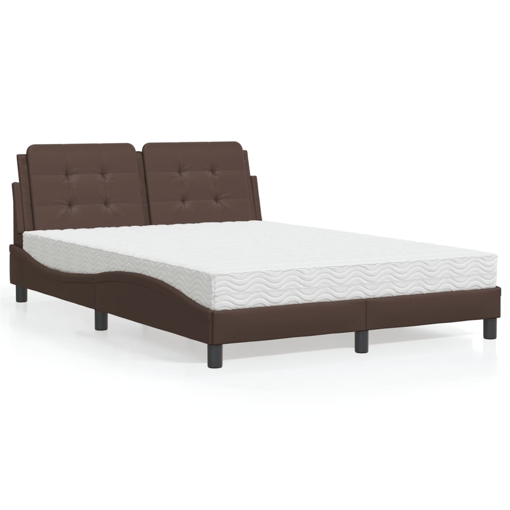 Letto con Materasso Marrone 140x200cm in Similpelle 3208868