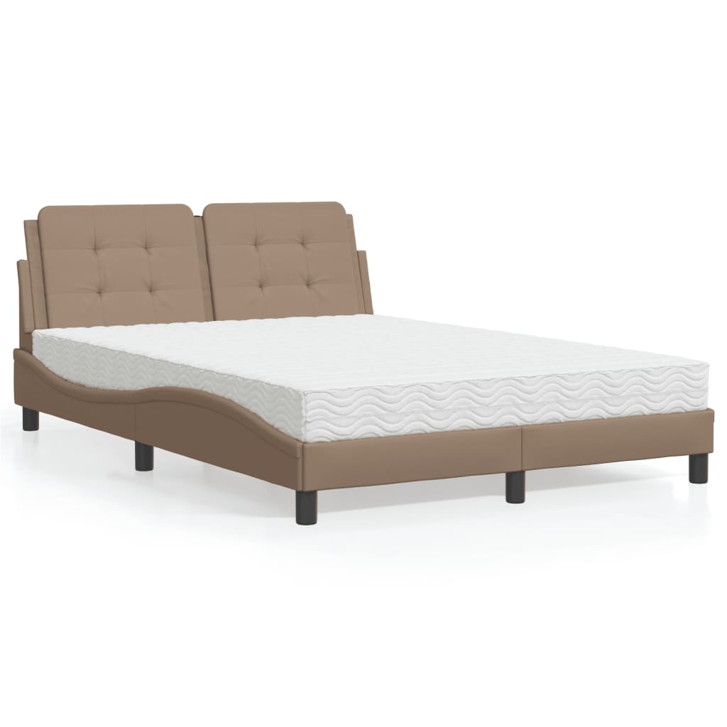 Letto con Materasso Cappuccino 140x200cm Similpelle 3208870