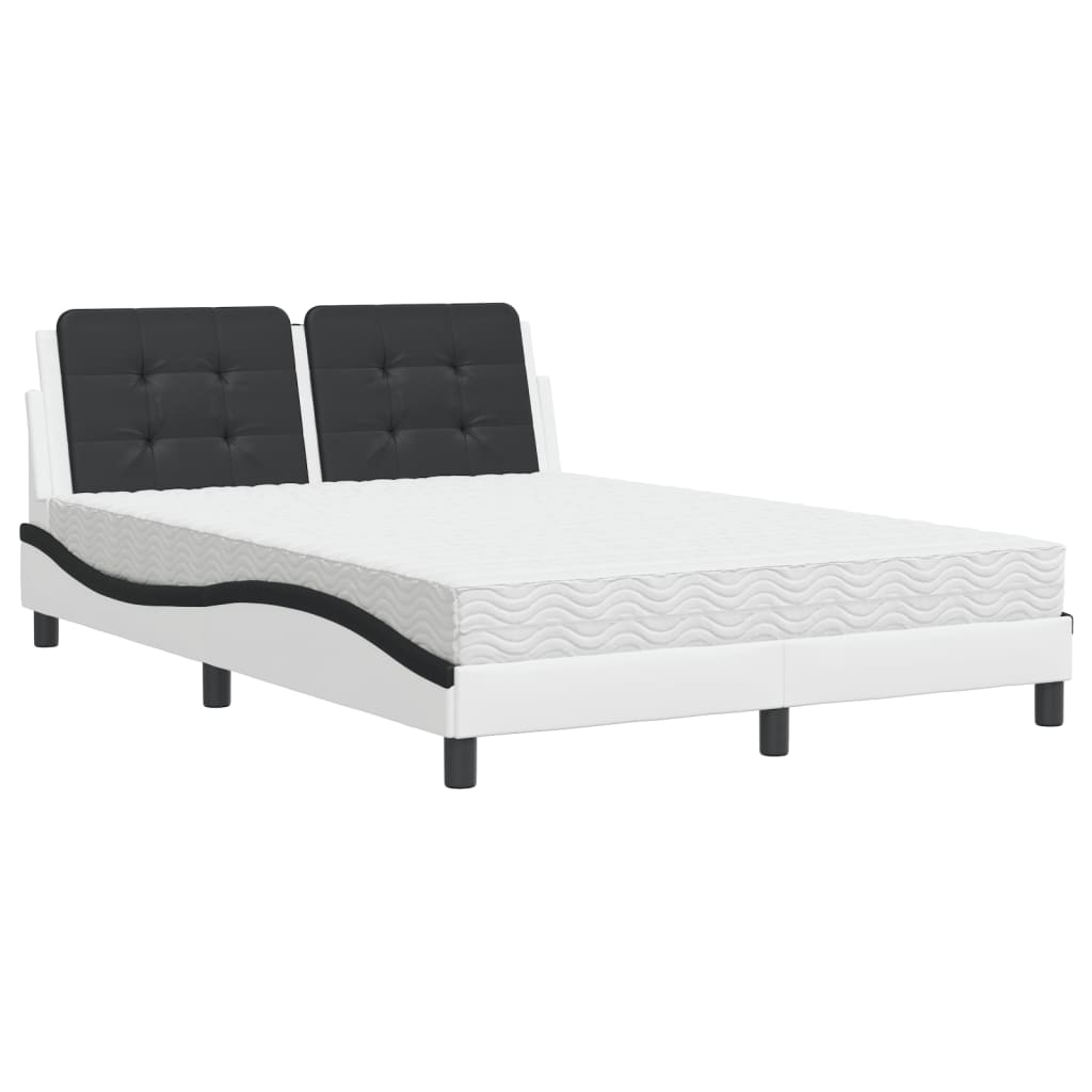 Letto con Materasso Bianco e Nero 140x200 cm in Similpelle 3208872