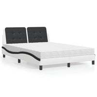 Letto con Materasso Bianco e Nero 140x200 cm in Similpelle 3208872