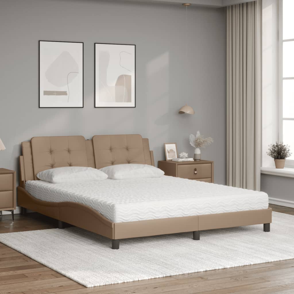 Letto con Materasso Cappuccino 160x200cm Similpelle 3208877