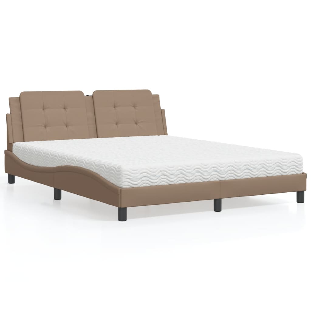 Letto con Materasso Cappuccino 160x200cm Similpelle 3208877