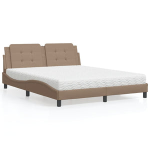 Letto con Materasso Cappuccino 160x200cm Similpelle 3208877